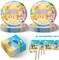 41pcs Summer Beach Party Supplies ,include 20pcs Dessert Plates,20pcs Napkin and 1pcs Tablecloth (Colorful Summer Beach(ccc))